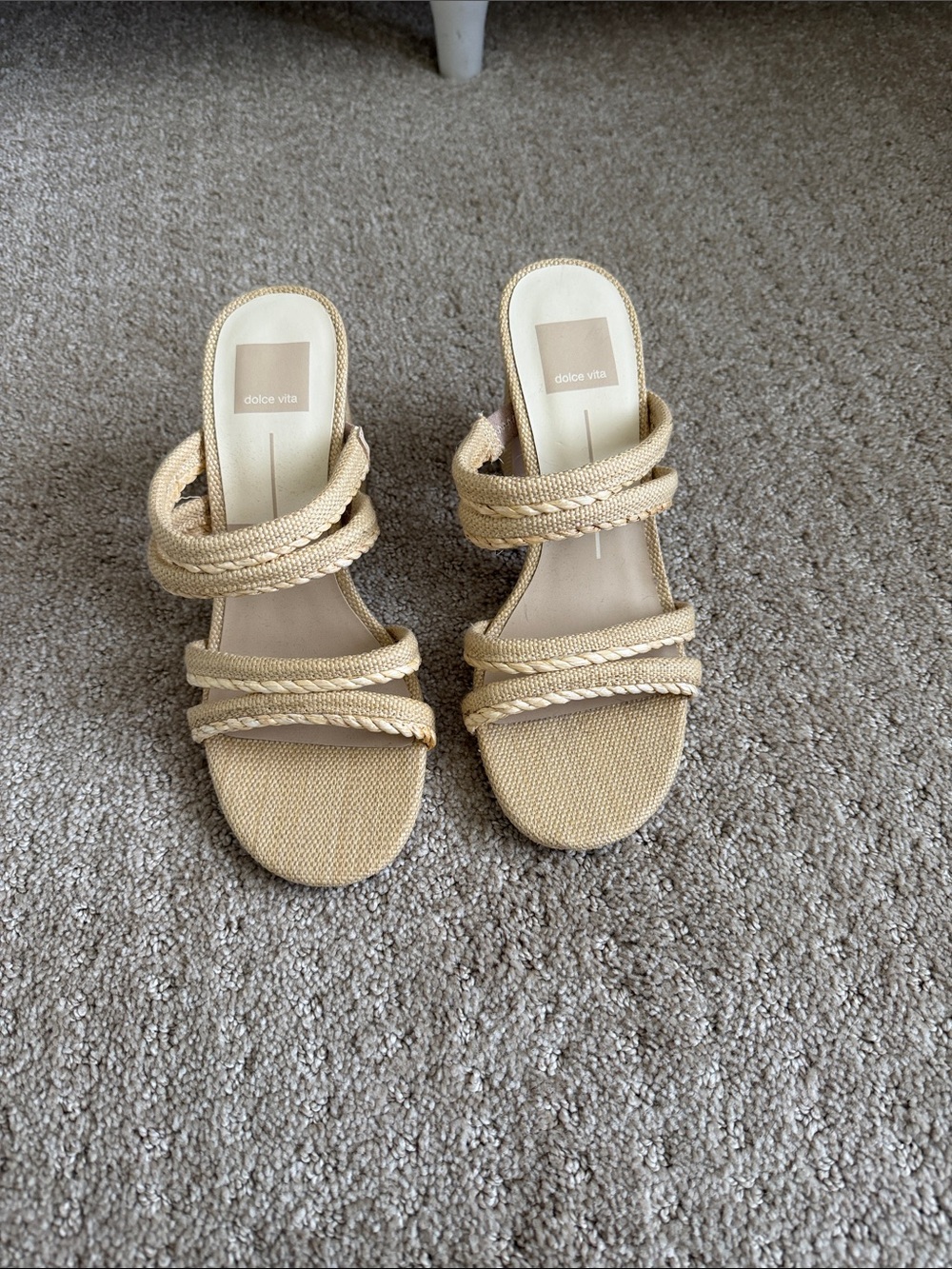 Dolce Vita Braided-Strap Slide Mules in Beige